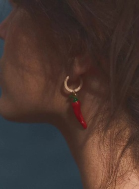 出口余彩色滴油小辣椒chilly 耳环