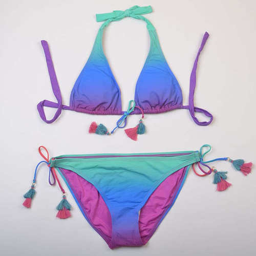 新款美国设计师品牌BL**精美流苏渐变聚拢比基尼bikini泳衣女多款
