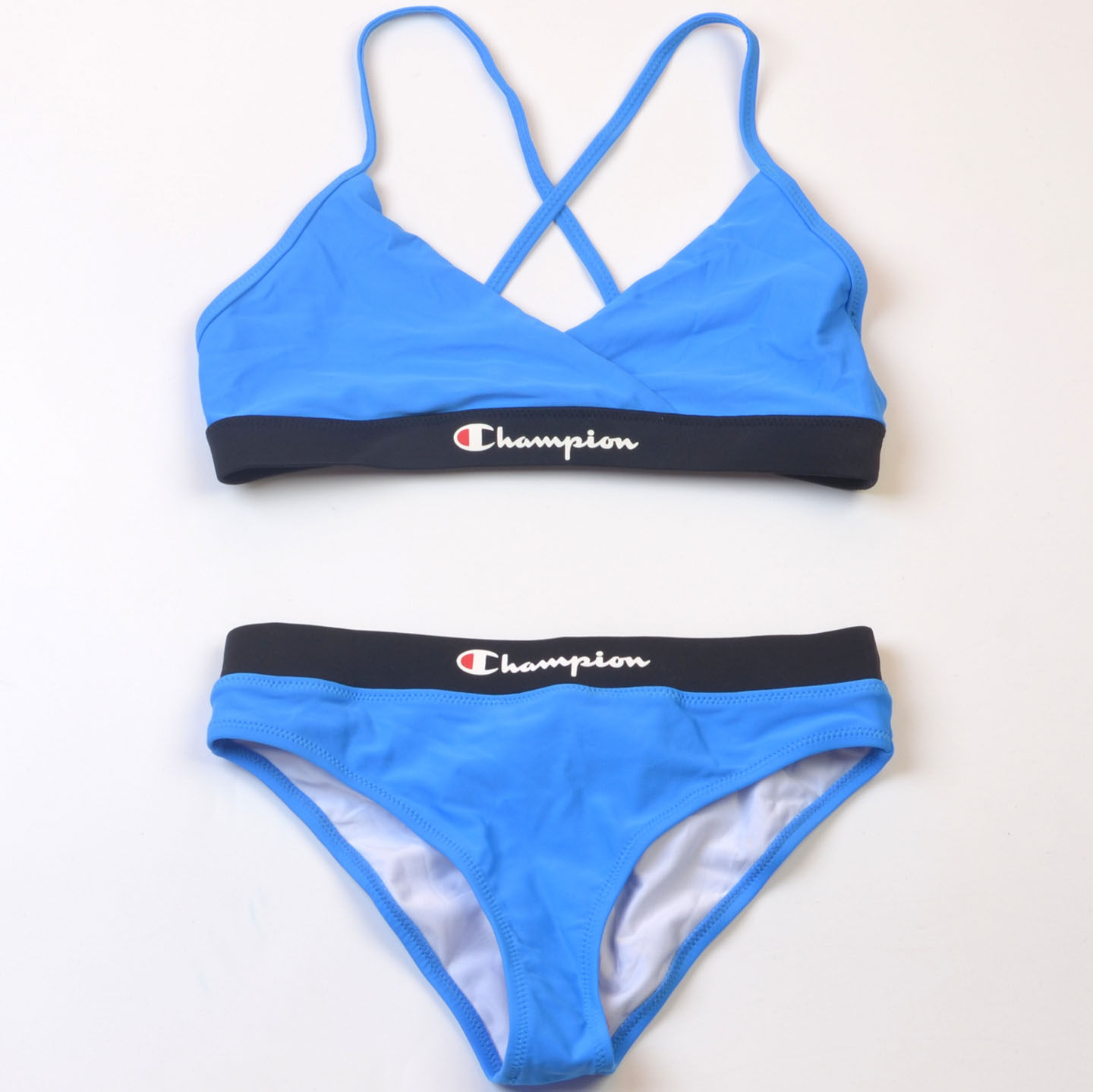 新款美国品牌儿童纯色比基尼游泳运动分体泳衣中大童中学生泳装