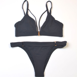 女带钢圈 舒适bikini泳装 英国品牌N T度假海边性感纯色比基尼时尚