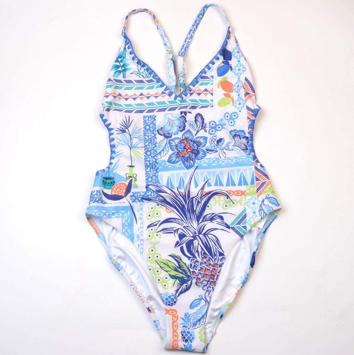 英国时尚N*T品牌度假海边圆领连体泳衣修身显瘦泳衣女款带胸垫