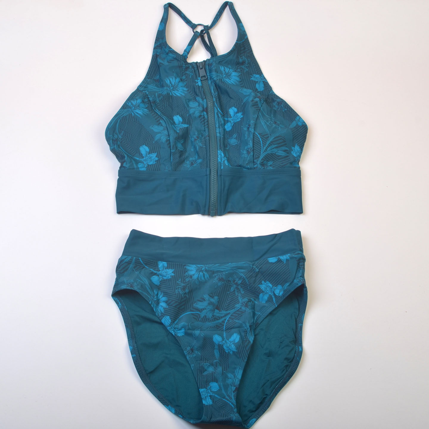 小众高端品牌LO**背心式运动分体泳衣高腰显瘦时尚bikini泳装女款