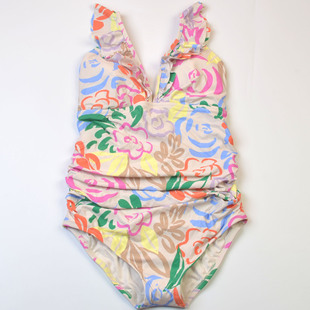 外贸原单时尚品牌度假海边修身简约荷叶边连体泳衣性感泳装多款