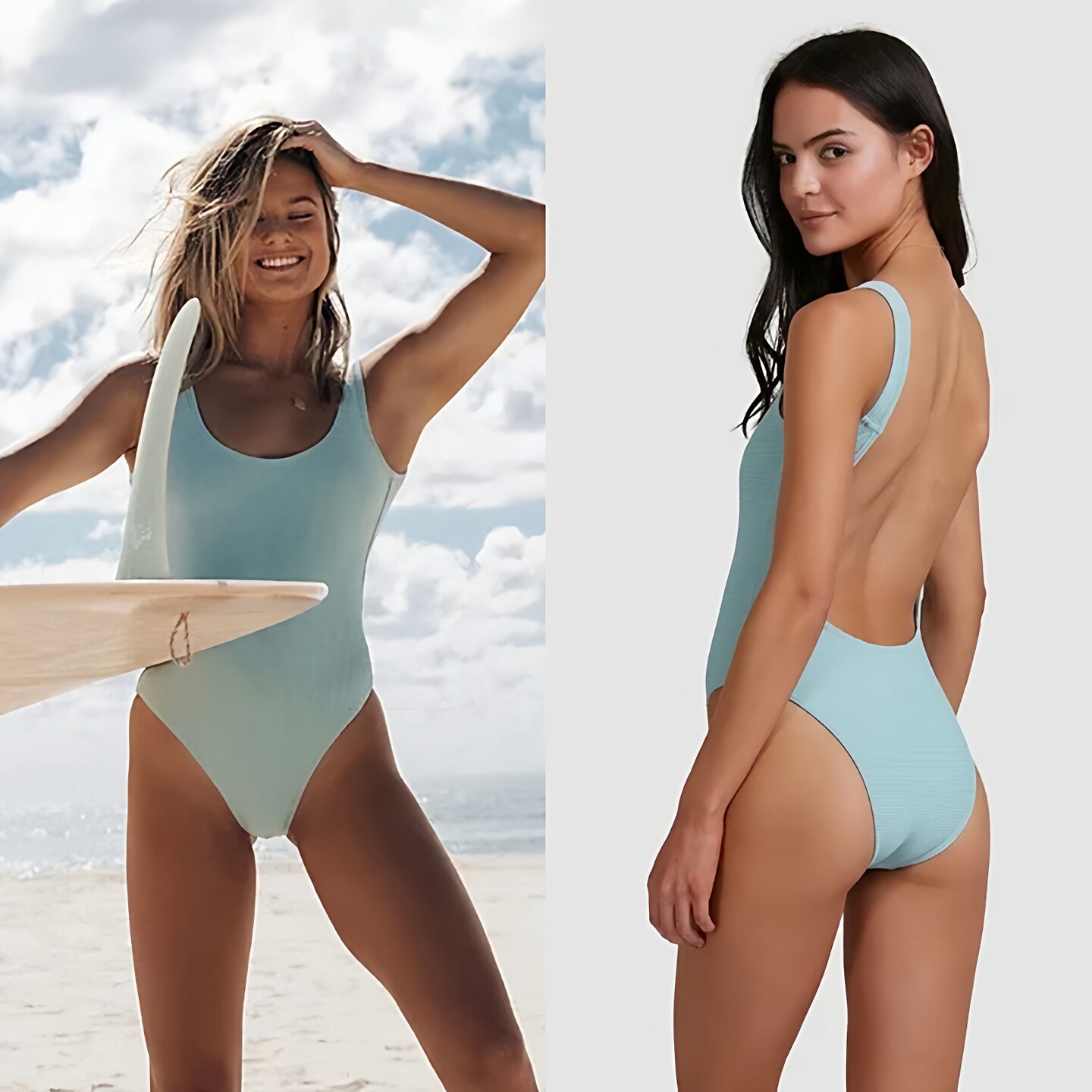 澳洲品牌B*ong海边度假连体泳衣女高级感纯色大露背性感时尚泳装