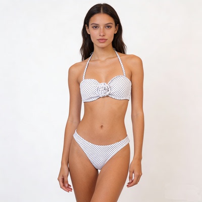 新款外贸波点抹胸比基尼bikini