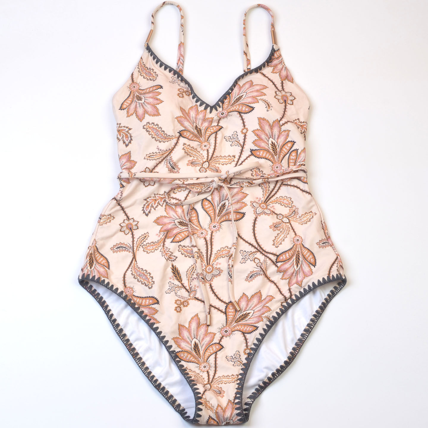 英国时尚品牌N**T度假印花性感外贸原单连体泳衣修身显瘦泳装女款