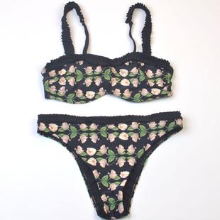 女带钢圈 bikini泳装 英国MINT 品牌海边沙滩性感印花比基尼时尚