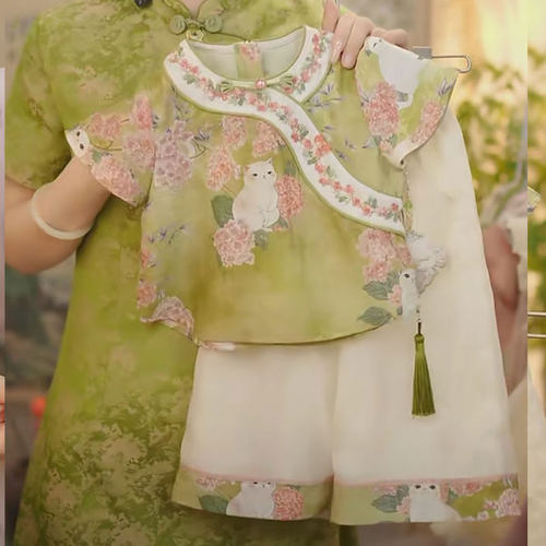 女童汉服中国风唐装短裤