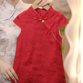 女童旗袍夏季 薄款 小女孩宝宝演出服儿童中国风改良红色宴会礼服裙