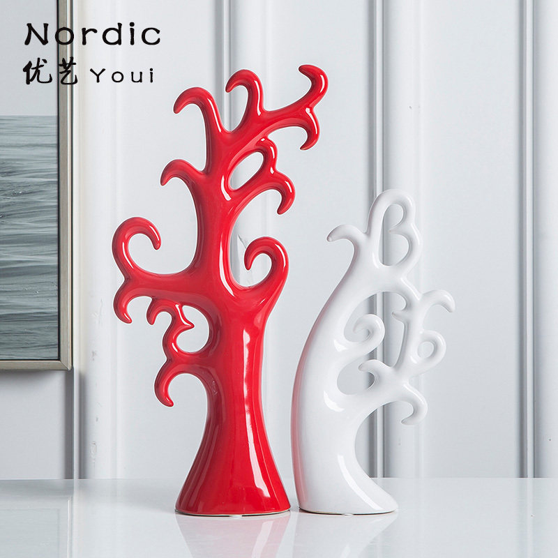 简约创意爱心树摆件家居客厅装饰品酒柜电视柜桌面陶瓷摆设工艺品,家居饰品,装饰摆件,淘宝优惠券,粉丝福利购,淘宝优惠卷