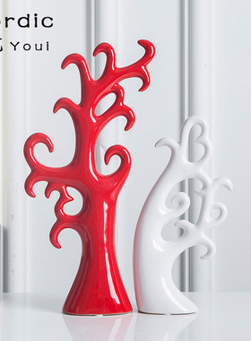简约创意爱心树摆件家居客厅装饰品酒柜电视柜桌面陶瓷摆设工艺品