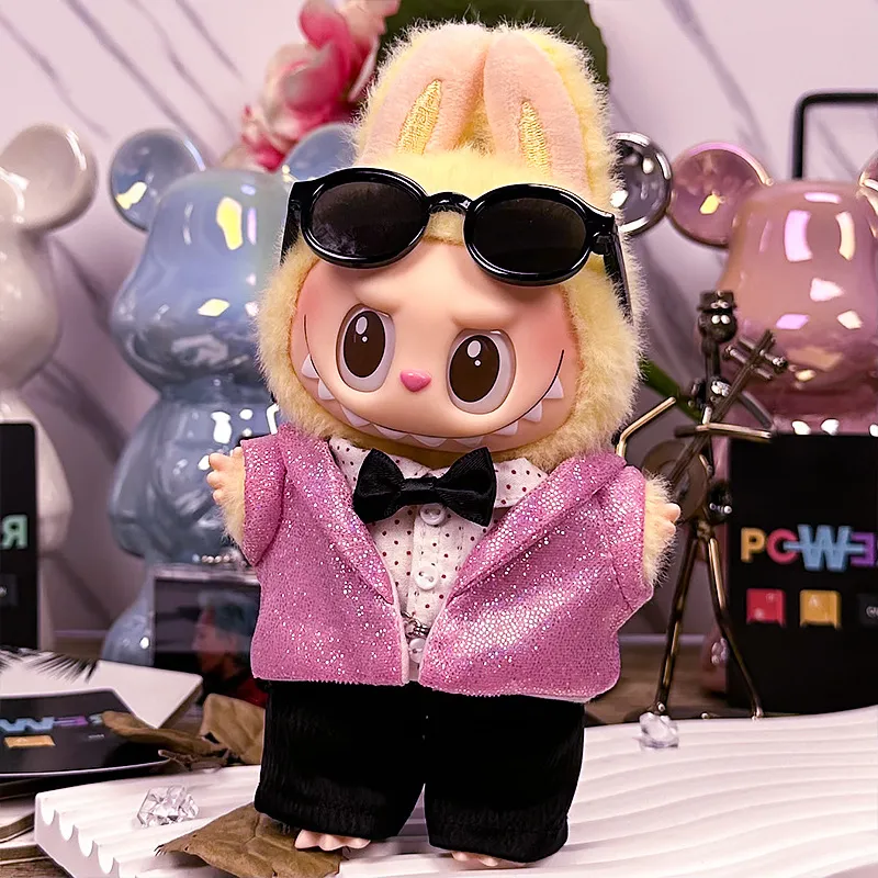 [超美家]仅衣服适用Labubu17厘米15一二三代拉布布娃衣权志龙粉色