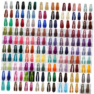 wig cosplay fashion women long Straight hair Red black blue