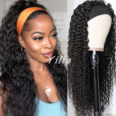 Headband Wigs Synthetic Long kinky curly wig Natural Hair