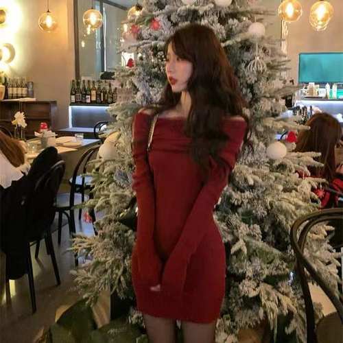 风修身遮肚韩风针织裙子