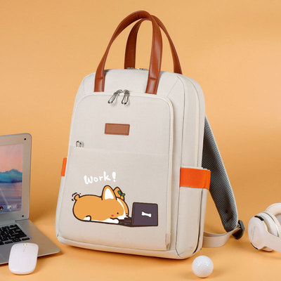 帆布印花可爱双肩背包