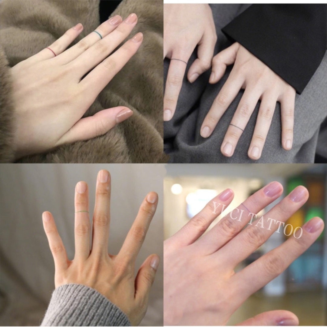 泫雅同款线条彩色可爱手指箭头窦靖童韩风ins指环防水持久纹身贴