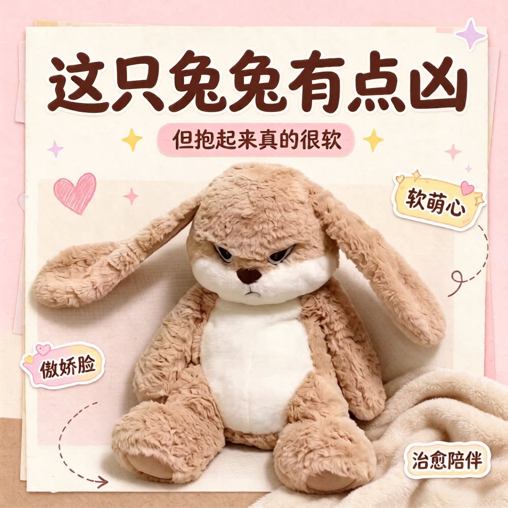 超萌长耳毛绒兔子公仔