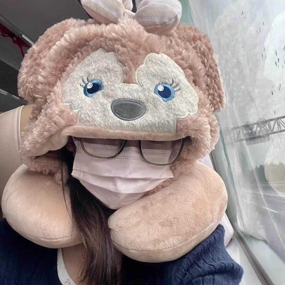 U型枕玲娜贝儿帽子史迪仔可爱毛绒护颈小狐狸玩偶帽子雪莉玫抱枕