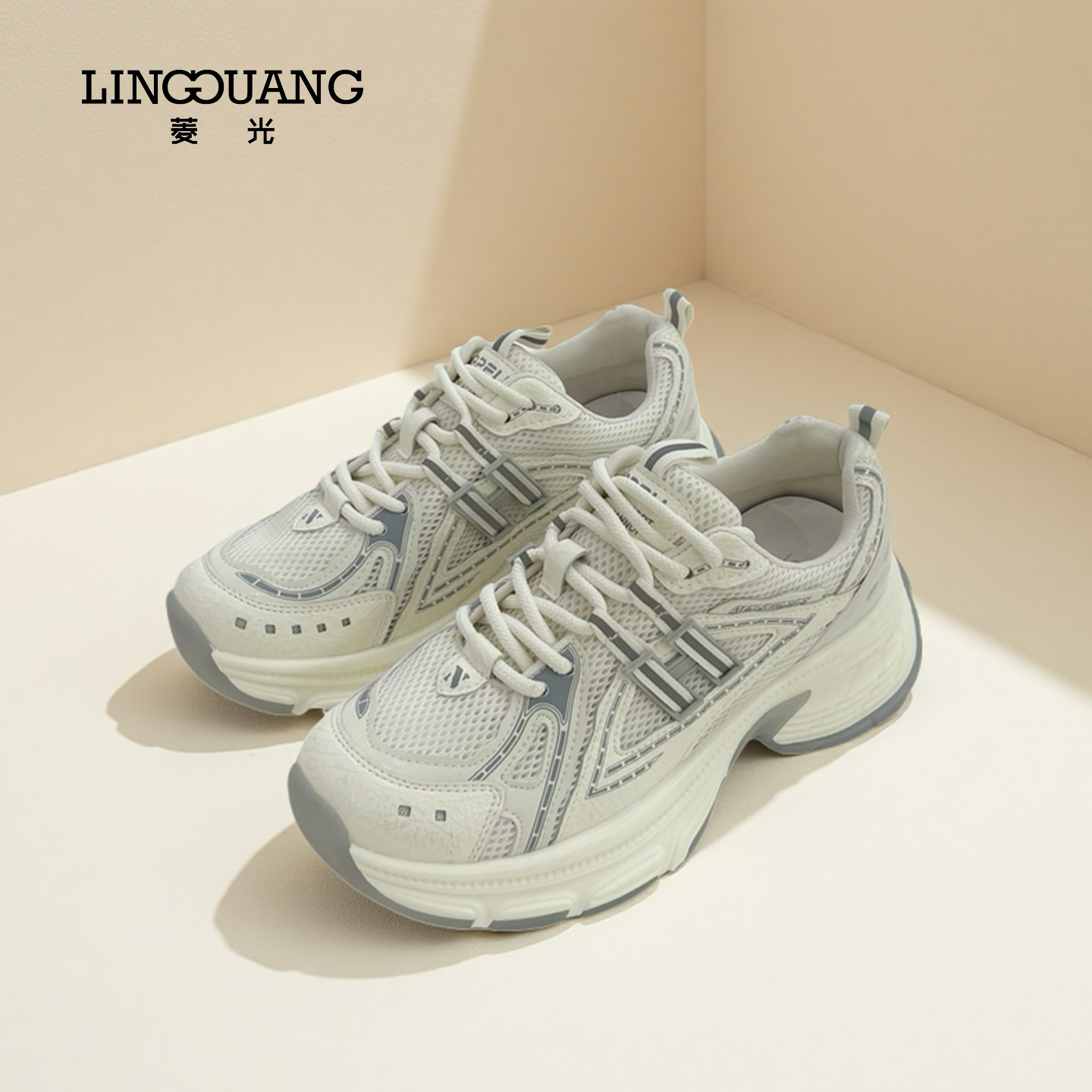 菱光老爹鞋2025新款女鞋运动休闲鞋透气阿甘鞋女款运动鞋B53EQ575
