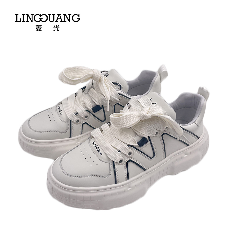 菱光男士小白鞋板鞋真皮