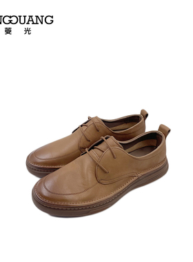 菱光男鞋2023春季新款休闲英伦风通勤皮鞋圆头系带单鞋A233MX9615