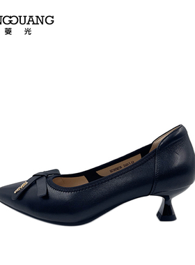 菱光女鞋2023春季新款尖头蝴蝶结单鞋法式气质细高跟鞋B238CM236