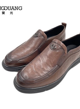 菱光一脚蹬休闲皮鞋头层牛皮舒适百搭男鞋商务休闲鞋A233HL103