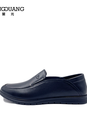 菱光男鞋2023春季新款黑色圆头休闲皮鞋经典款舒适单鞋A233A5751