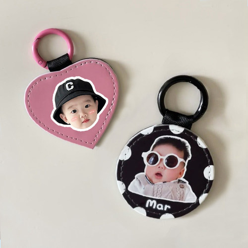 可爱宝宝照片皮革钥匙扣定制