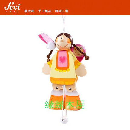 外贸原单 印第安母女娃娃 拉线提线木偶玩具 可动小木偶人礼盒