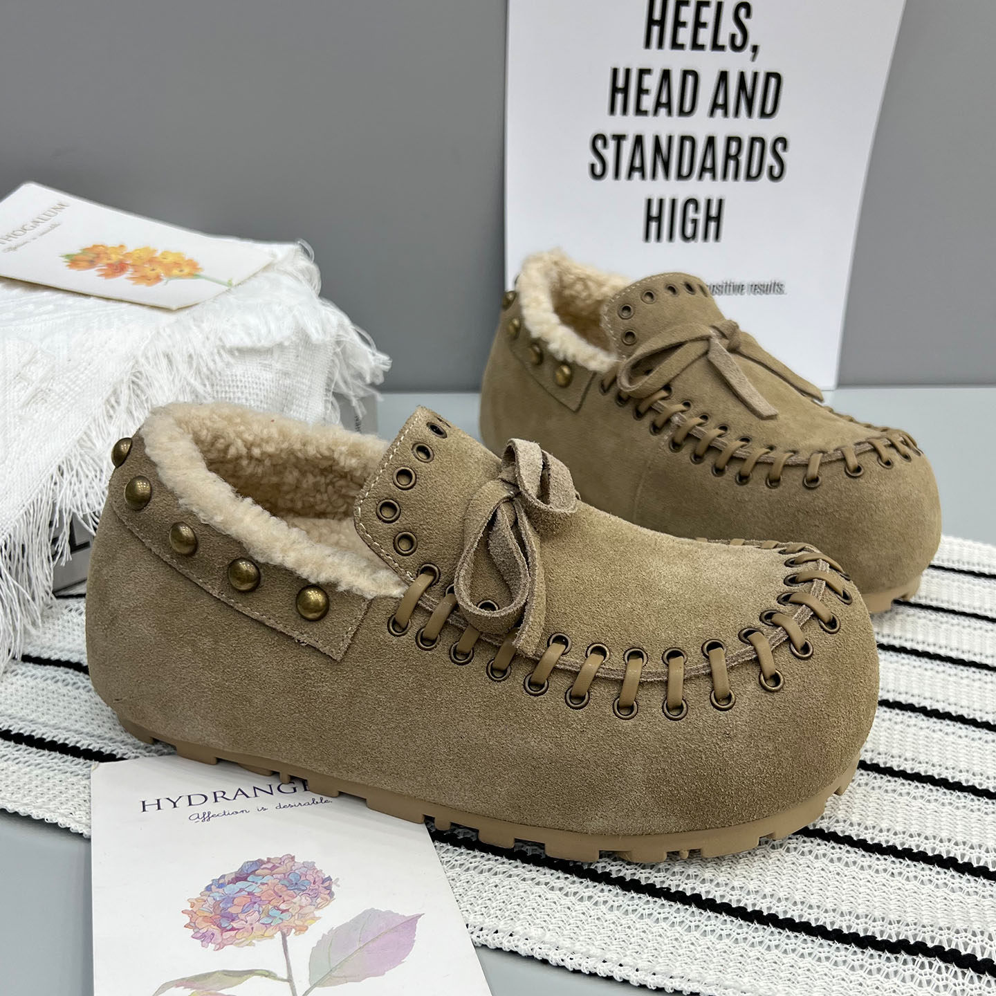 真皮铆钉编织内增高勃肯鞋女2026新款一脚蹬豆豆鞋懒人鞋单鞋加绒,女鞋,勃肯鞋/软木鞋,淘宝优惠券,粉丝福利购,淘宝优惠卷