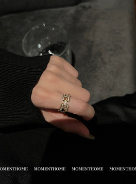 MOMENTHOME 气质名媛*高级感贝壳字母H戒指女ins小众轻奢时尚指环