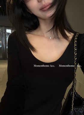 MOMENTHOME S925银人鱼之泪莫桑项链隐形鱼线锁骨链高级感轻奢女
