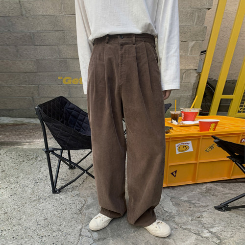 MRCYC韩版宽松阔腿灯芯绒休闲裤