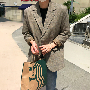 男韩系潮流痞帅百搭宽松ins休闲小西服外套 格子西装 MRCYC秋季 新款