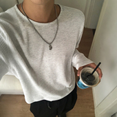 MRCYC老钱风圆领华夫格长袖 韩系穿搭 宽松打底衫 T恤男2026春季 新款