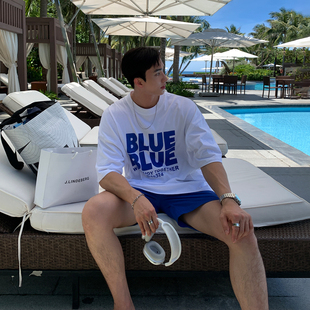 MRCYC高级感字母印花T恤男夏季宽松纯棉短袖韩系潮流百搭圆领半袖