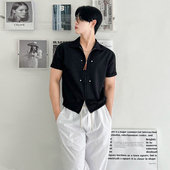 男夏季 MRCYC设计感短袖 衬衫 宽松休闲衬衣韩系通勤百搭翻领上衣潮