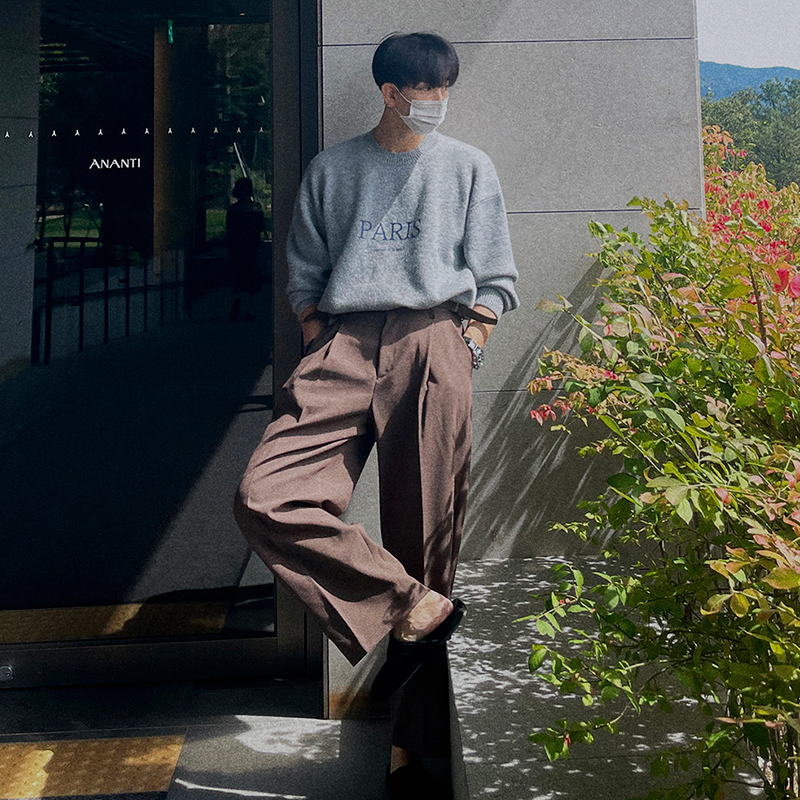 MRCYC韩版宽松长袖套头圆领毛衣