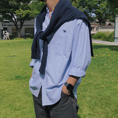 长袖 衬衫 春秋季 MRCYC男士 内搭打底寸衫 韩系潮流刺绣衬衣休闲外套