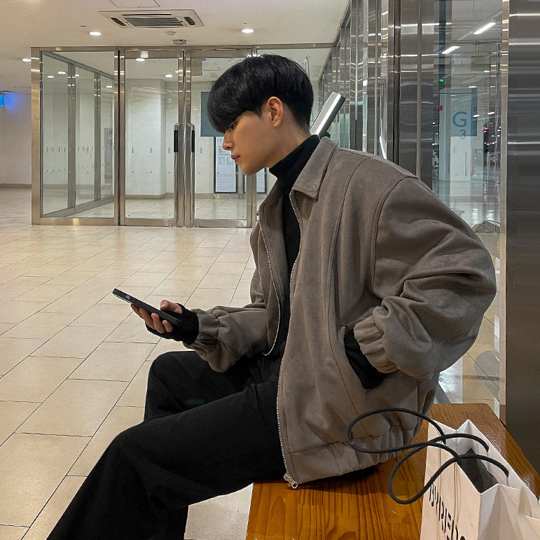 MRCYC美拉德风复古麂皮绒皮衣外套男冬季韩系宽松高级感加厚夹克