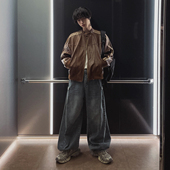 MRCYC复古风水洗牛仔裤 韩系通勤风直筒长裤 男秋季 宽松休闲阔腿裤