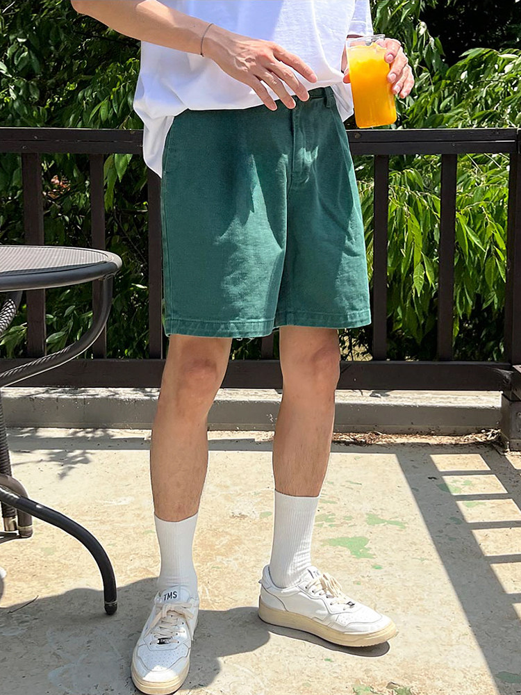 MRCYC 레트로 워시 데님 반바지 남성 여름 루즈 캐주얼 미디엄 바지 한국 스타일 트렌디 한 잘 생긴 5 점 바지