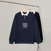 韩系宽松潮流休闲字母纯棉长袖 MRCYC翻领卫衣男士 高级感春季 上衣