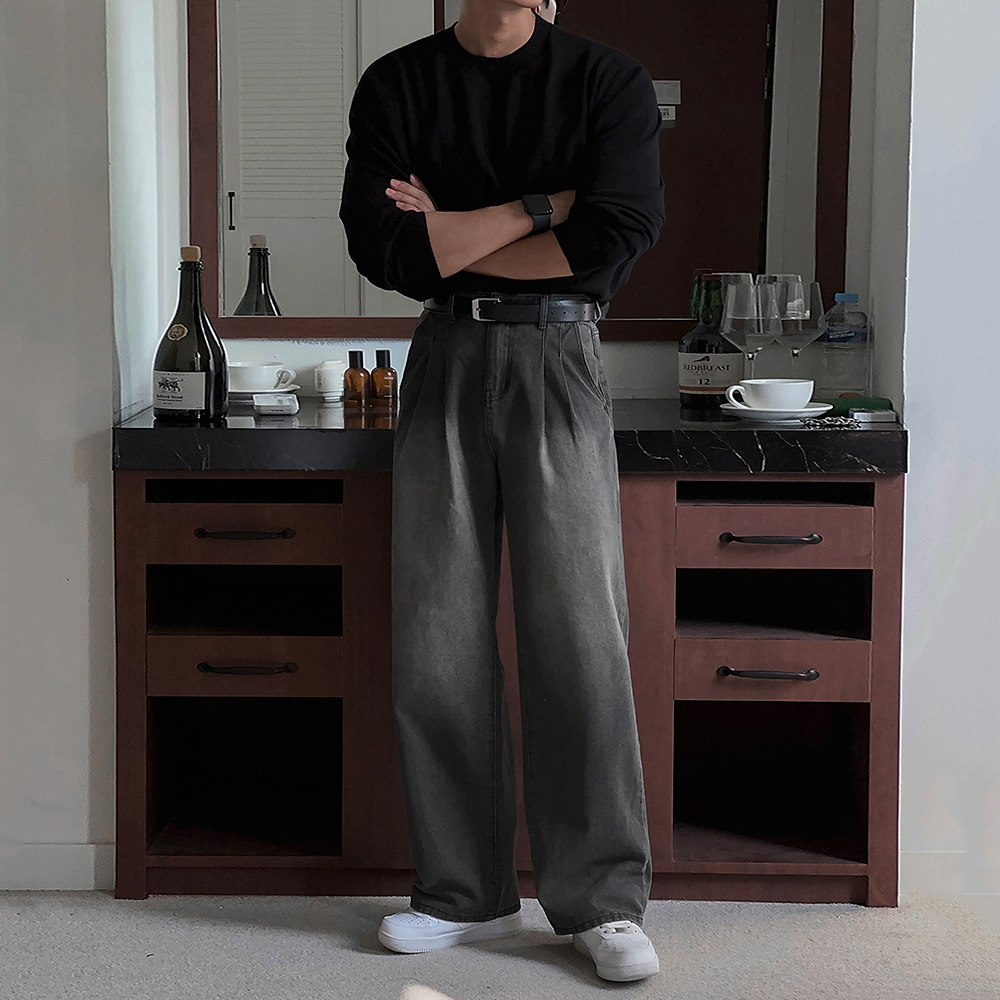 MRCYC韩版宽松痞帅直筒牛仔裤