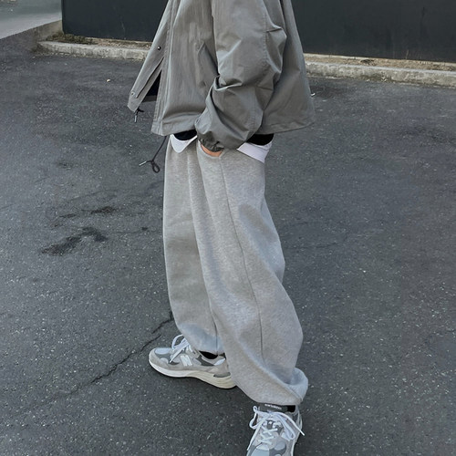 MRCYC韩版宽松纯色束脚运动裤男