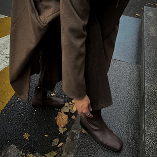 韩版 高帮英伦风方头皮鞋 秋冬季 MRCYC切尔西靴男士 增高百搭马丁靴