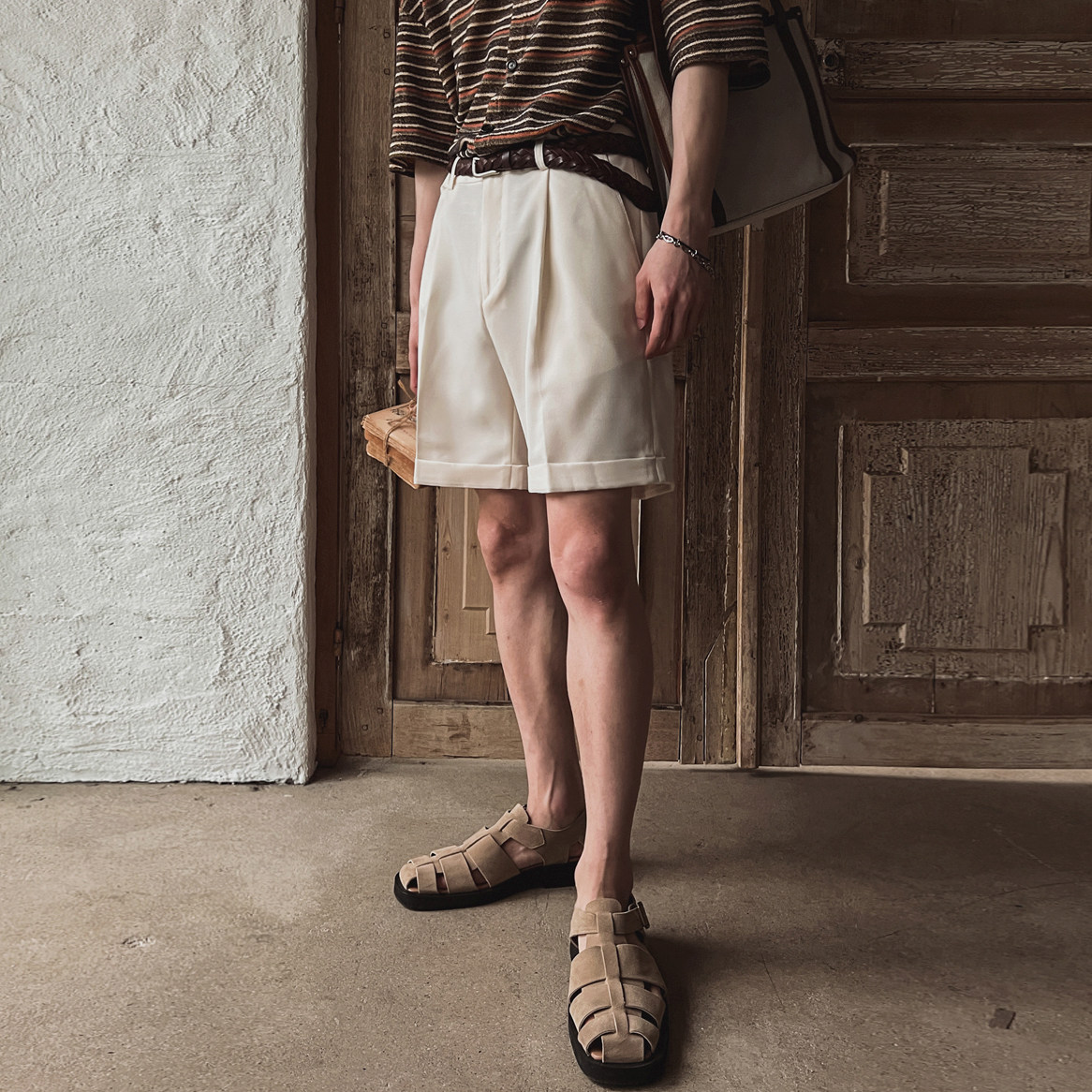 MRCYC垂坠感西装短裤男士夏季宽松直筒五分休闲裤韩系通勤风中裤,男装,休闲裤,淘宝优惠券,粉丝福利购,淘宝优惠卷