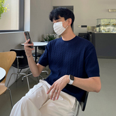 针织衫 T恤夏季 男士 MRCYC老钱风麻花短袖 韩系宽松圆领针织体恤半袖